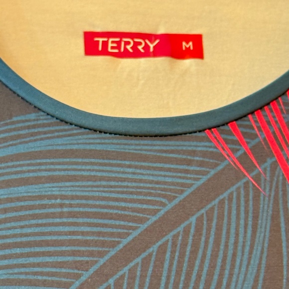 Women's Blue and Pink Leaf Print Top - Picture 2 of 3